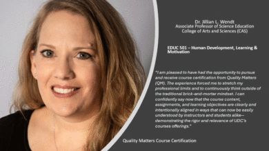 A gif containing many faculty featured for complete of Quality Matters certification of their courses.