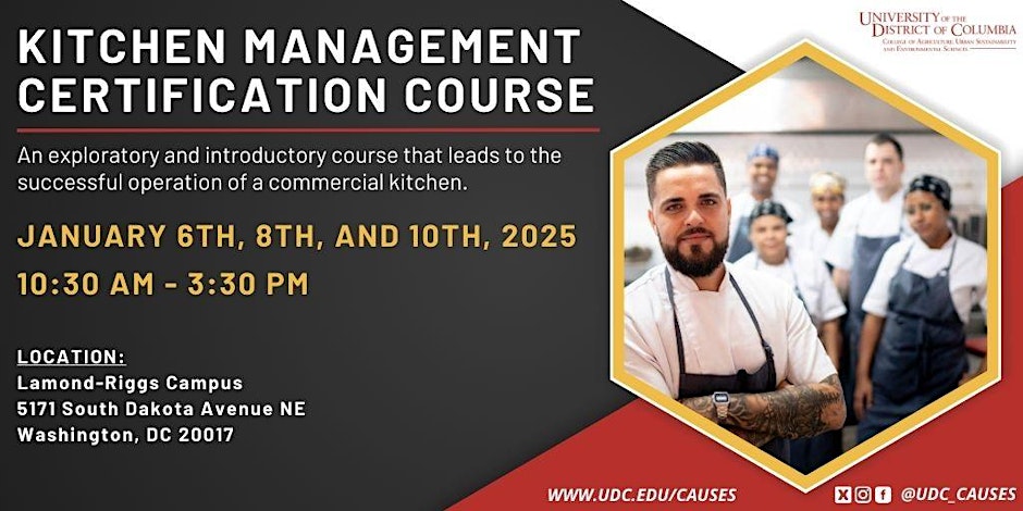 Kitchen Management Certification Course - January 6, 8, and 10, 2025