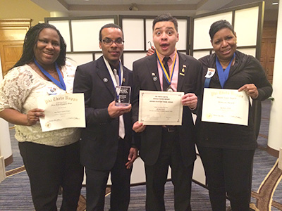 (Pictured L to R: 2015-2016 PTK Chapter Officers at the PTK Regional Conference: Linda Campbell, David Butler, Carlos Granados, and Karen Fletcher)