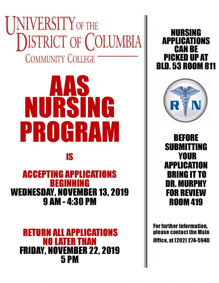 AAS NURSING PROGRAM ACCEPTING APPLICATIONS University of the District