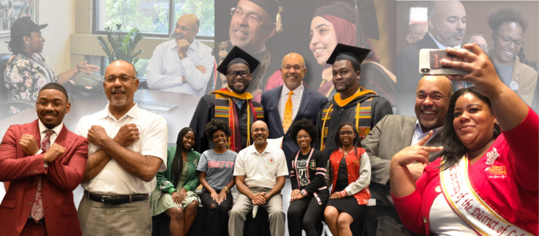 President Mason poses with various UDC students