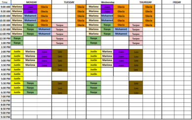 Fall 2024 Tutor Schedule