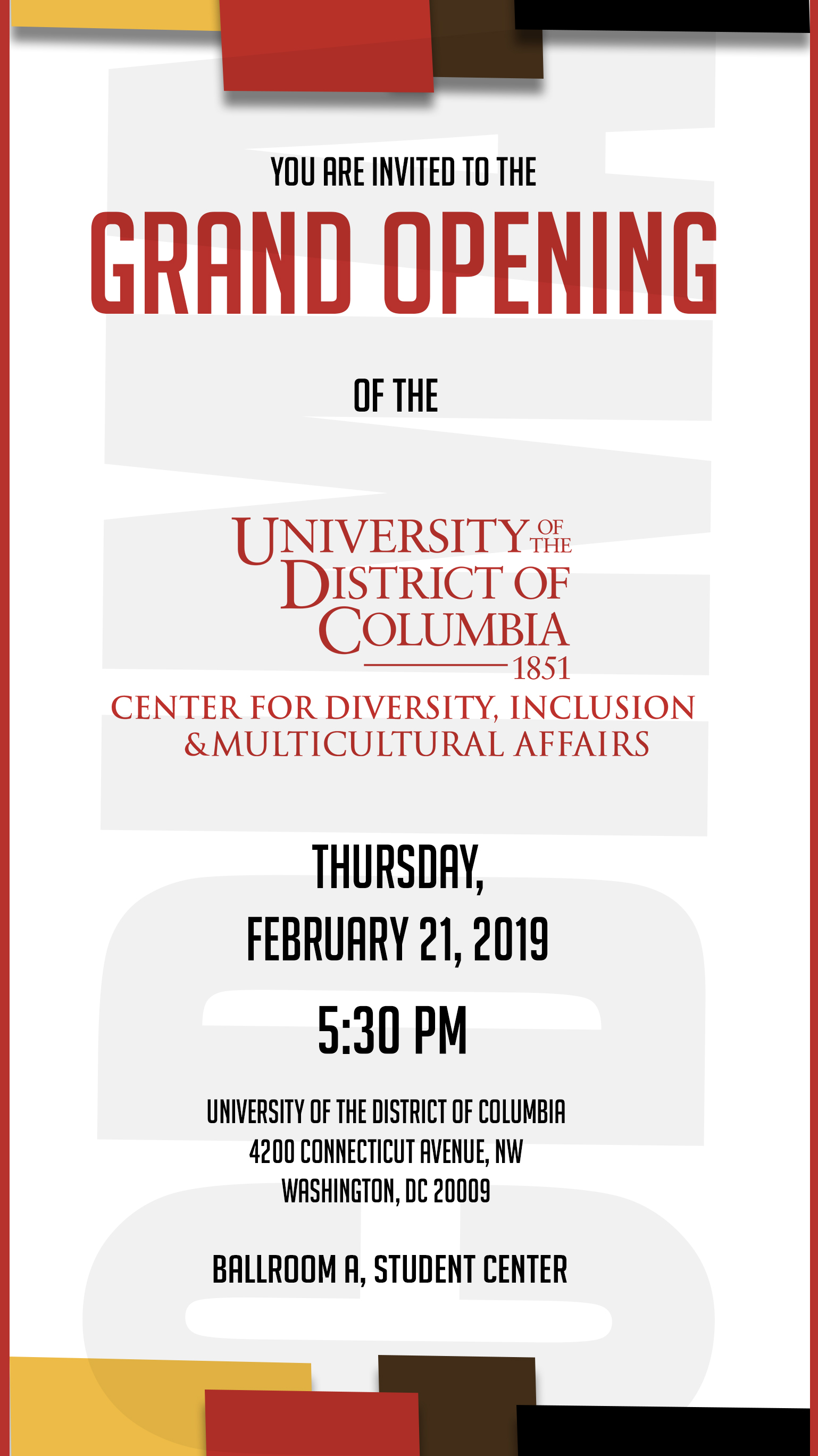 Invitation Cdima Grand Opening Feb 21 219 5 30pm University Of The District Of Columbia